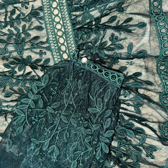 Hunter Green Lace Large Ivy City Co Sicily Lined Floral Midi Dress L Fall Fancy - Picture 8 of 13